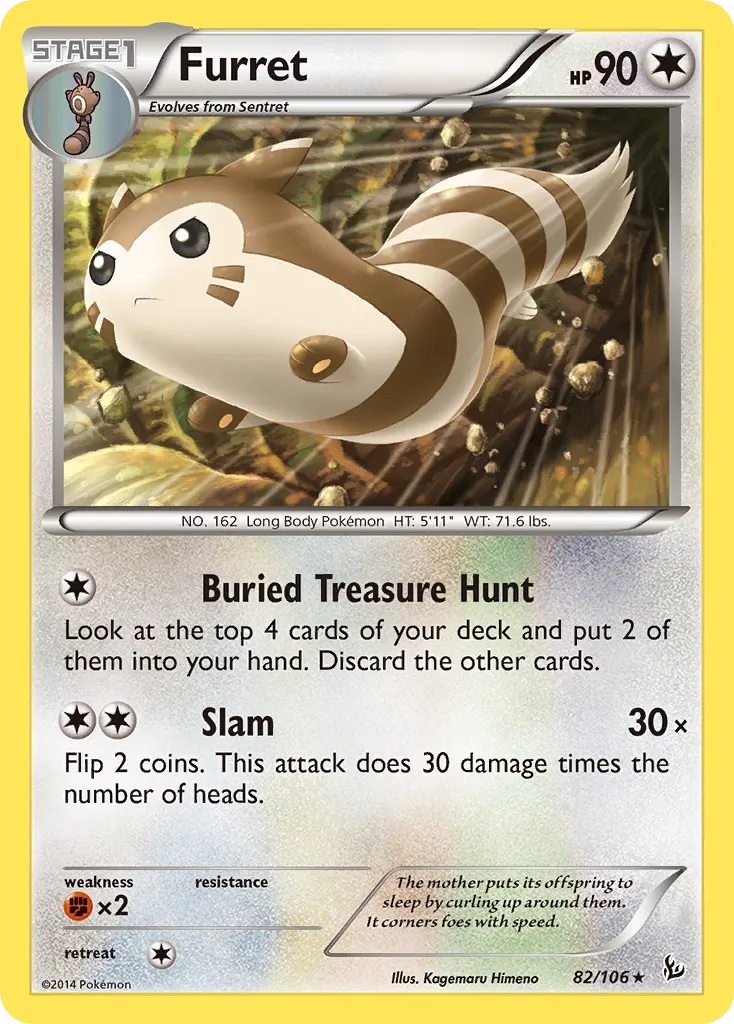2014 Flashfire Furret Rare #082/106 Rare card image