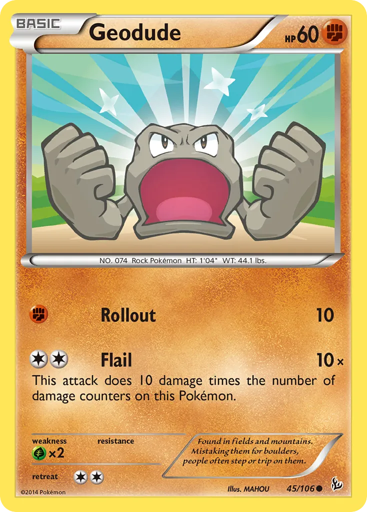 2014 Flashfire Geodude Common #045/106 Common card image