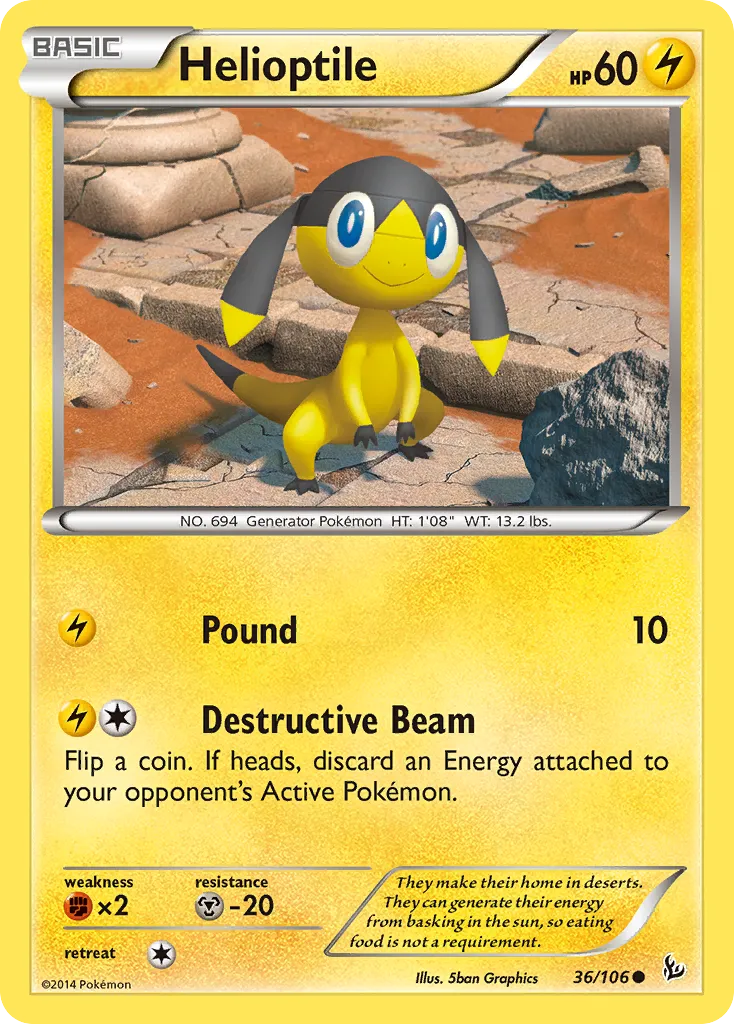 2014 Flashfire Helioptile Common #036/106 Common card image