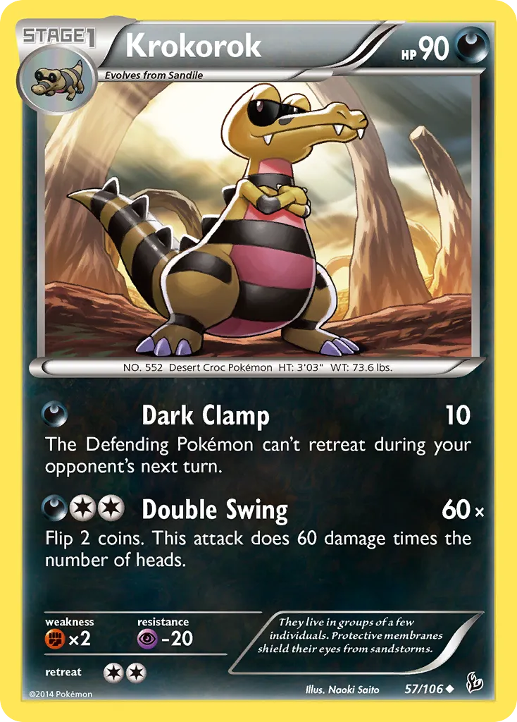 2014 Flashfire Krokorok Uncommon #057/106 Uncommon card image