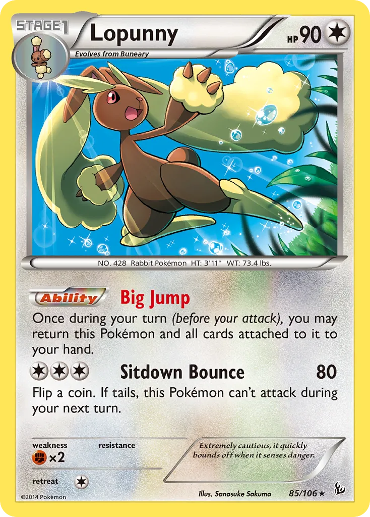 2014 Flashfire Lopunny Rare #085/106 Rare card image