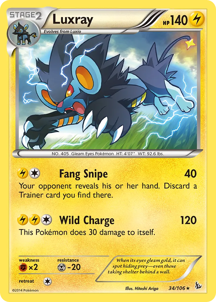 2014 Flashfire Luxray Rare #034/106 Rare card image
