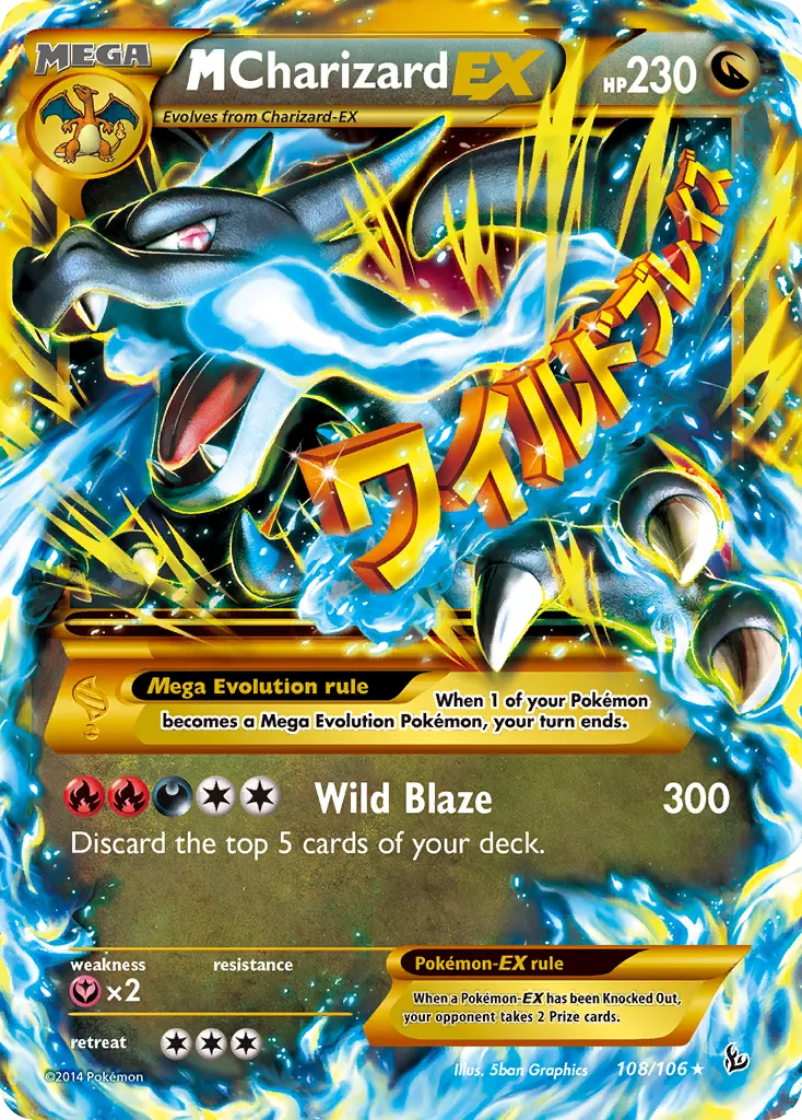 2014 Flashfire M Charizard-EX #108/106 Rare Secret card image