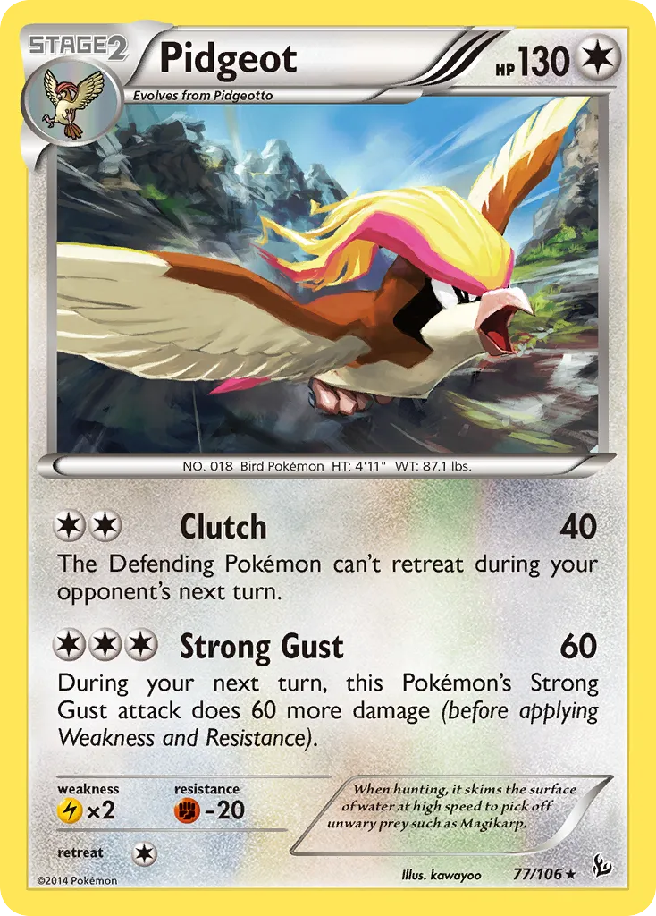 2014 Flashfire Pidgeot Rare #077/106 Rare card image