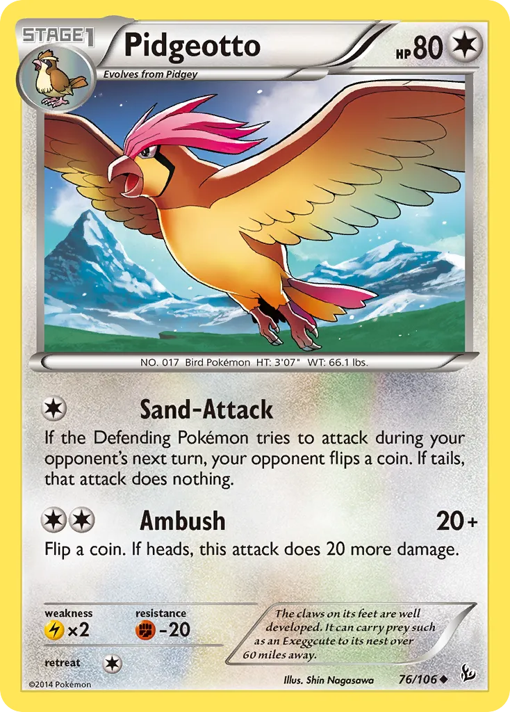 2014 Flashfire Pidgeotto #076/106 Uncommon card image