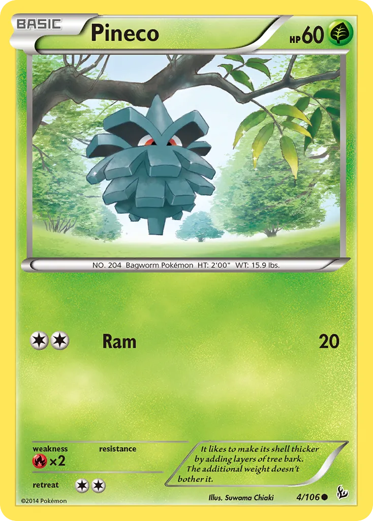 2014 Flashfire Pineco Common #004/106 Common card image