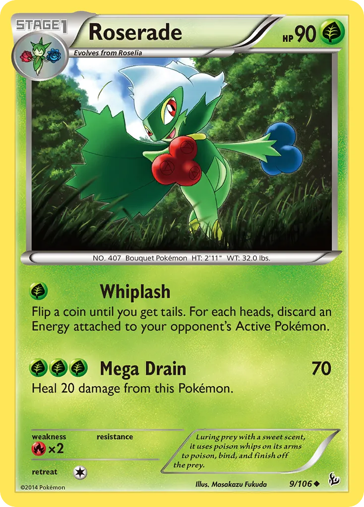 2014 Flashfire Roserade Uncommon #009/106 Uncommon card image