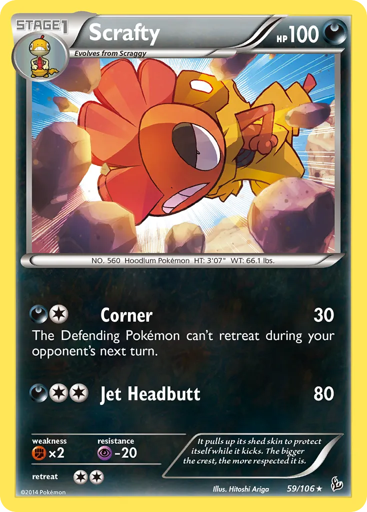 2014 Flashfire Scrafty Rare #059/106 Rare card image