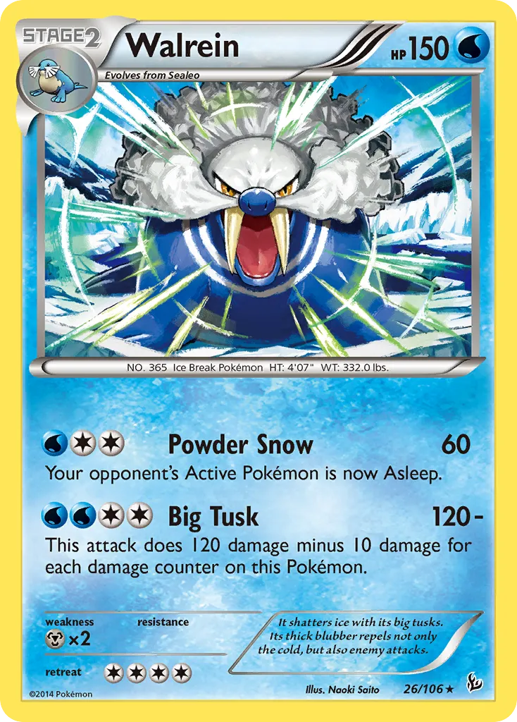 2014 Flashfire Walrein Rare #026/106 Rare card image