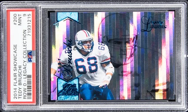 2014 Fleer Flair Showcase Tedy Bruschi Row 0 Legacy Collection #200 card image