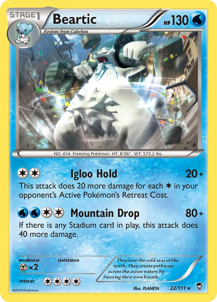 2014 Furious Fists Beartic Rare #022/111 Rare card image