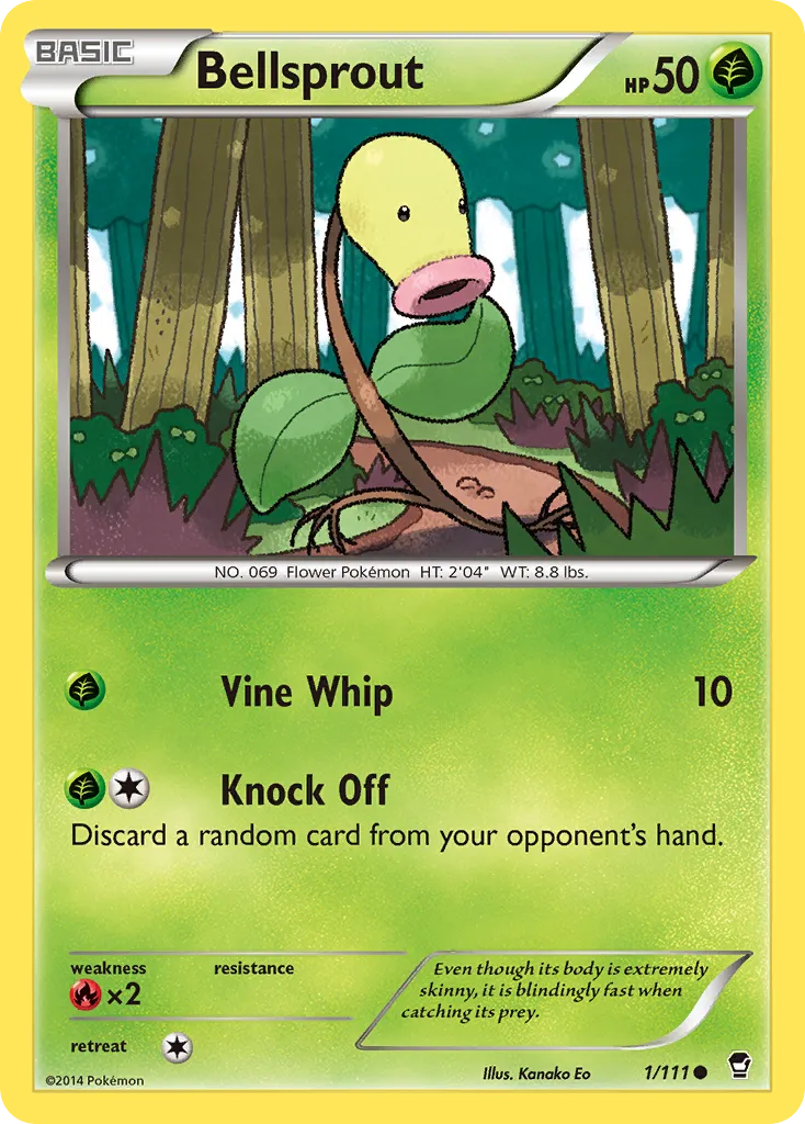 2014 Furious Fists Bellsprout Common #001/111 Common card image