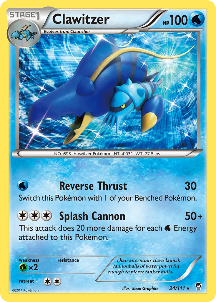 2014 Furious Fists Clawitzer Rare Holo #024/111 Rare Holo card image