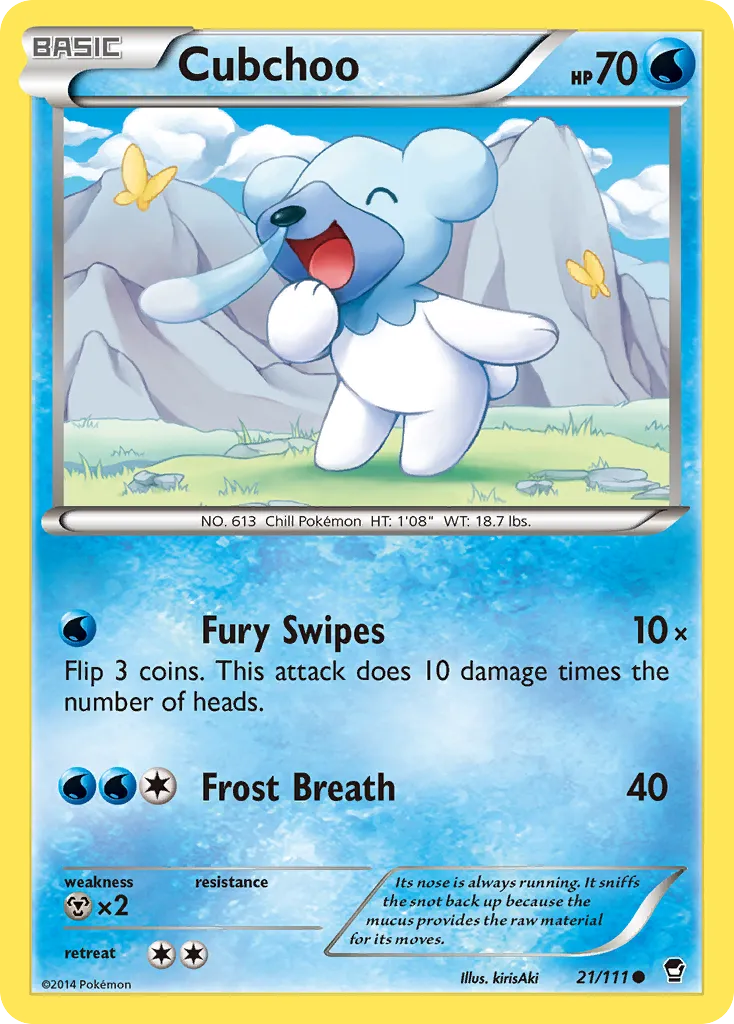 2014 Furious Fists Cubchoo Common #021/111 Common card image