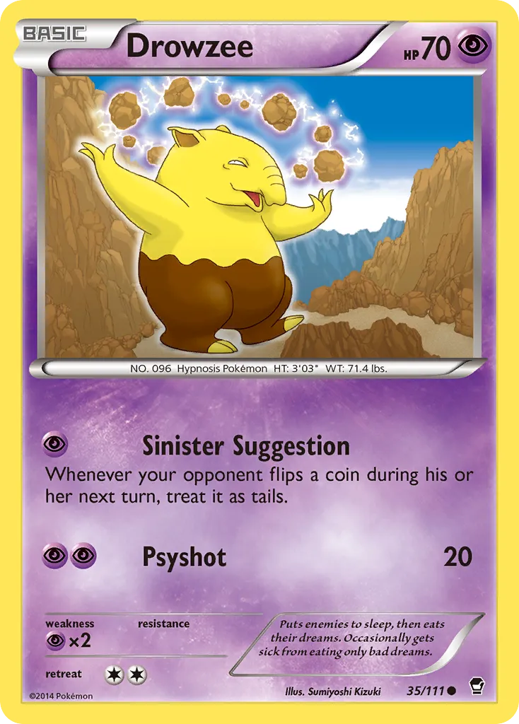 2014 Furious Fists Drowzee Common #035/111 Common card image