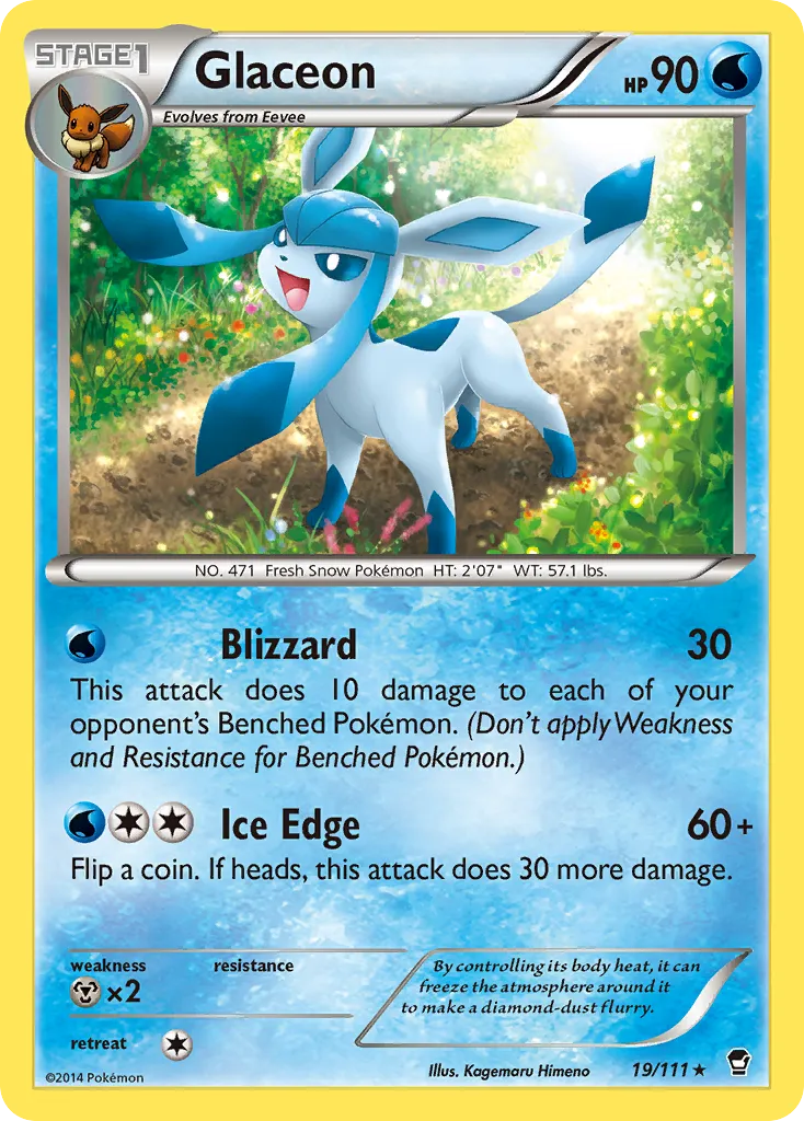 2014 Furious Fists Glaceon Rare #019/111 Rare card image