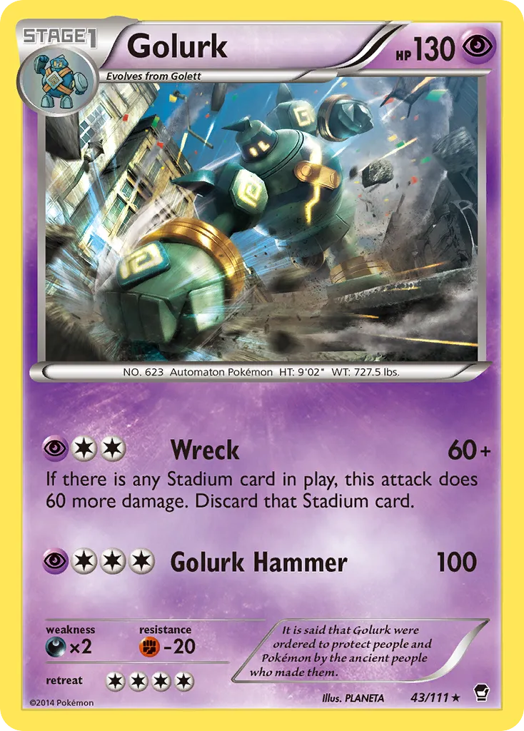 2014 Furious Fists Golurk Rare #043/111 Rare card image