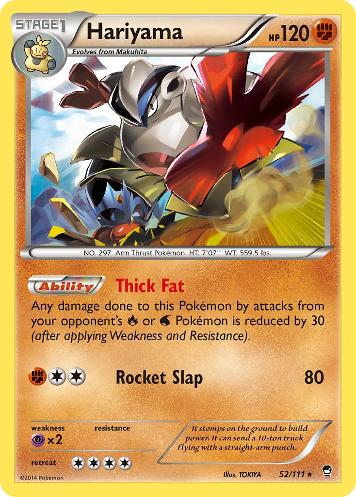 2014 Furious Fists Hariyama Rare #052/111 Rare card image