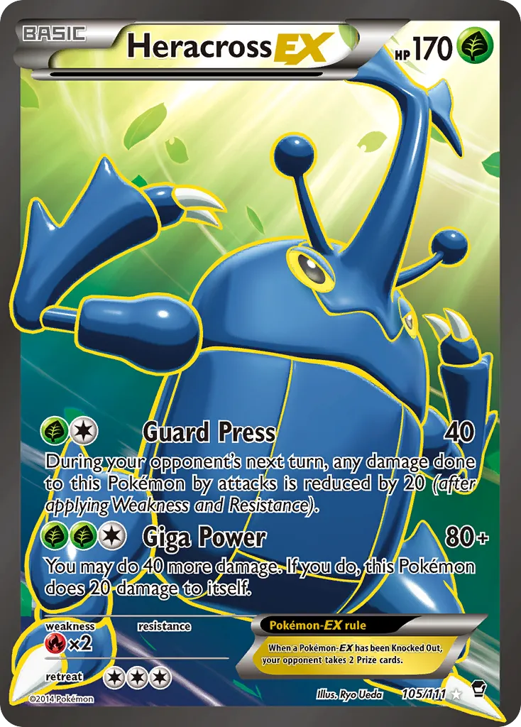 2014 Furious Fists Heracross-EX #105/111 Rare Ultra card image