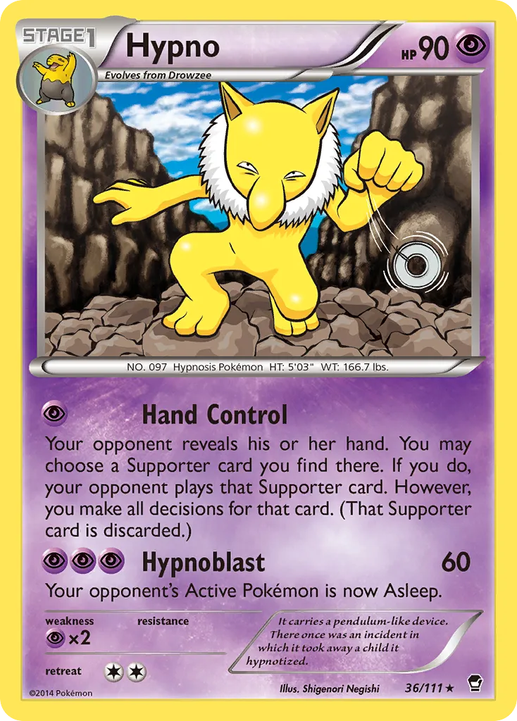 2014 Furious Fists Hypno Rare #036/111 Rare card image