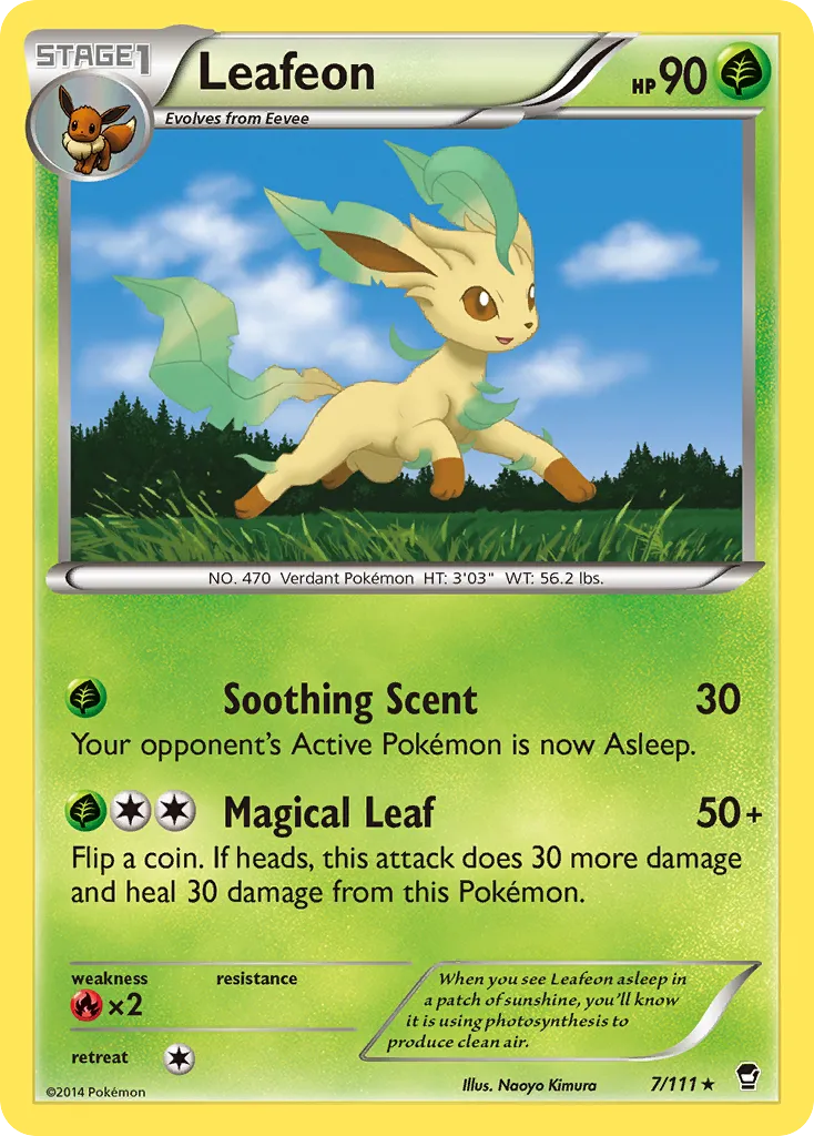 2014 Furious Fists Leafeon Rare #007/111 Rare card image