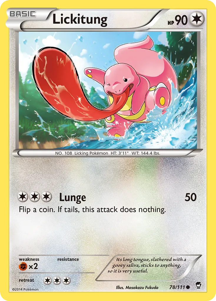2014 Furious Fists Lickitung Common #078/111 Common card image