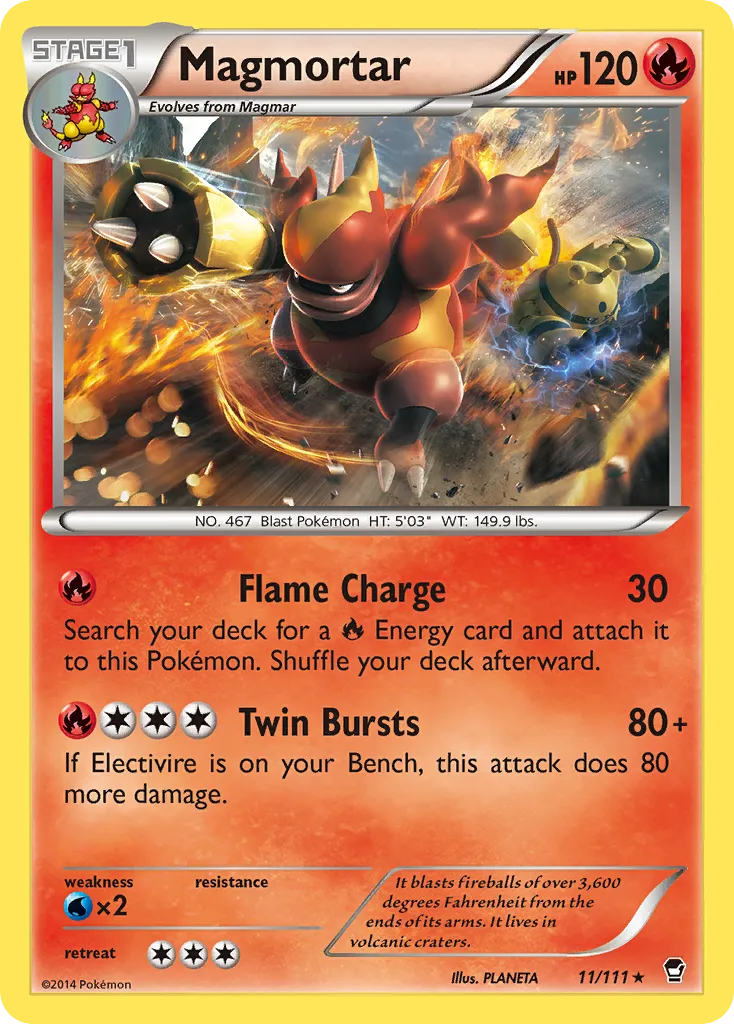 2014 Furious Fists Magmortar Rare #011/111 Rare card image
