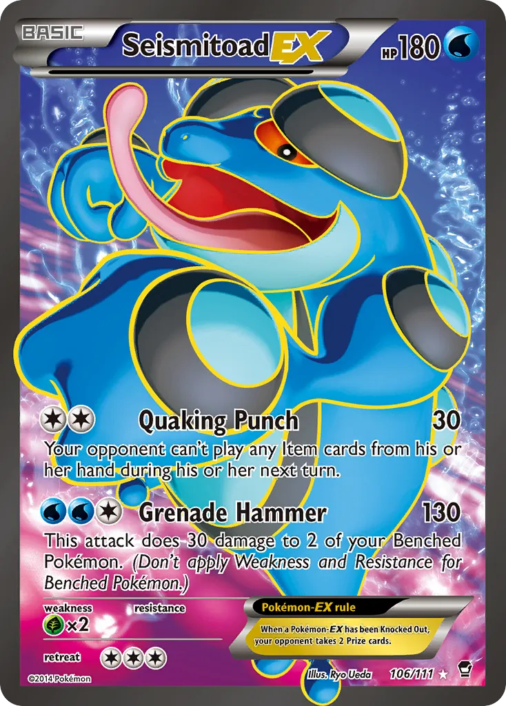 2014 Furious Fists Seismitoad-EX #020/111 Rare Holo EX card image