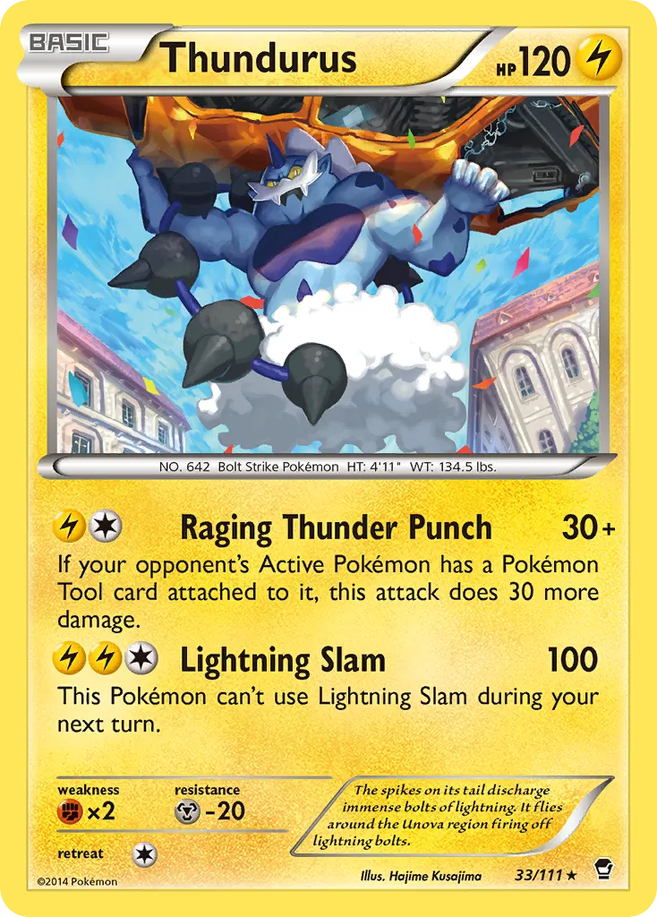 2014 Furious Fists Thundurus Rare #033/111 Rare card image