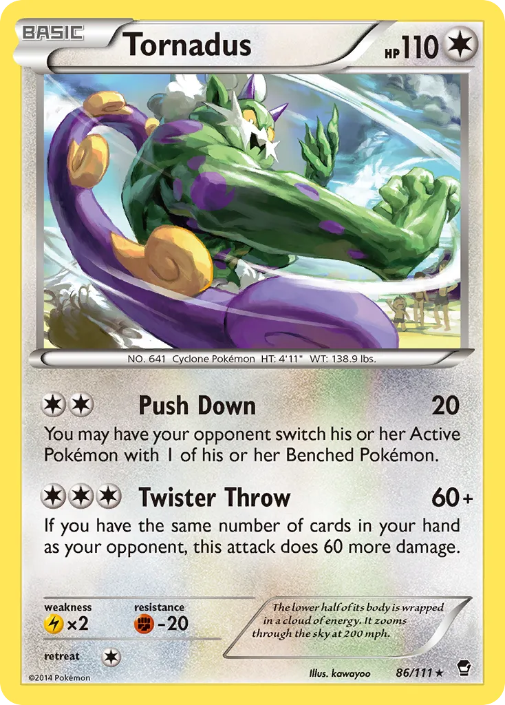 2014 Furious Fists Tornadus Rare #086/111 Rare card image