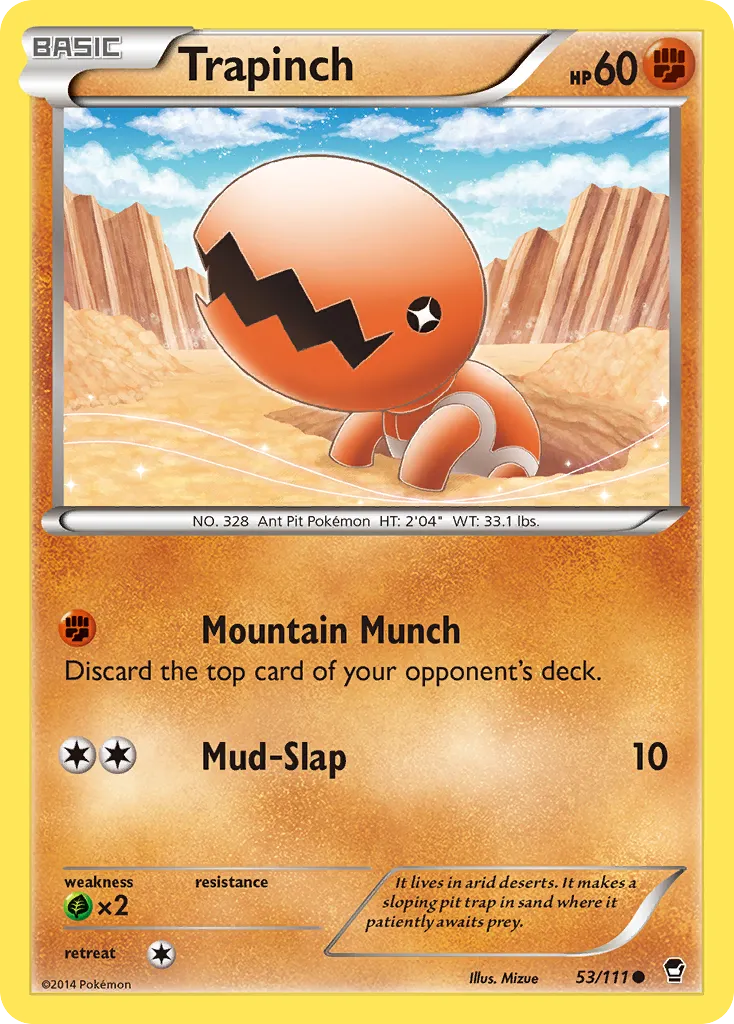 2014 Furious Fists Trapinch Common #053/111 Common card image