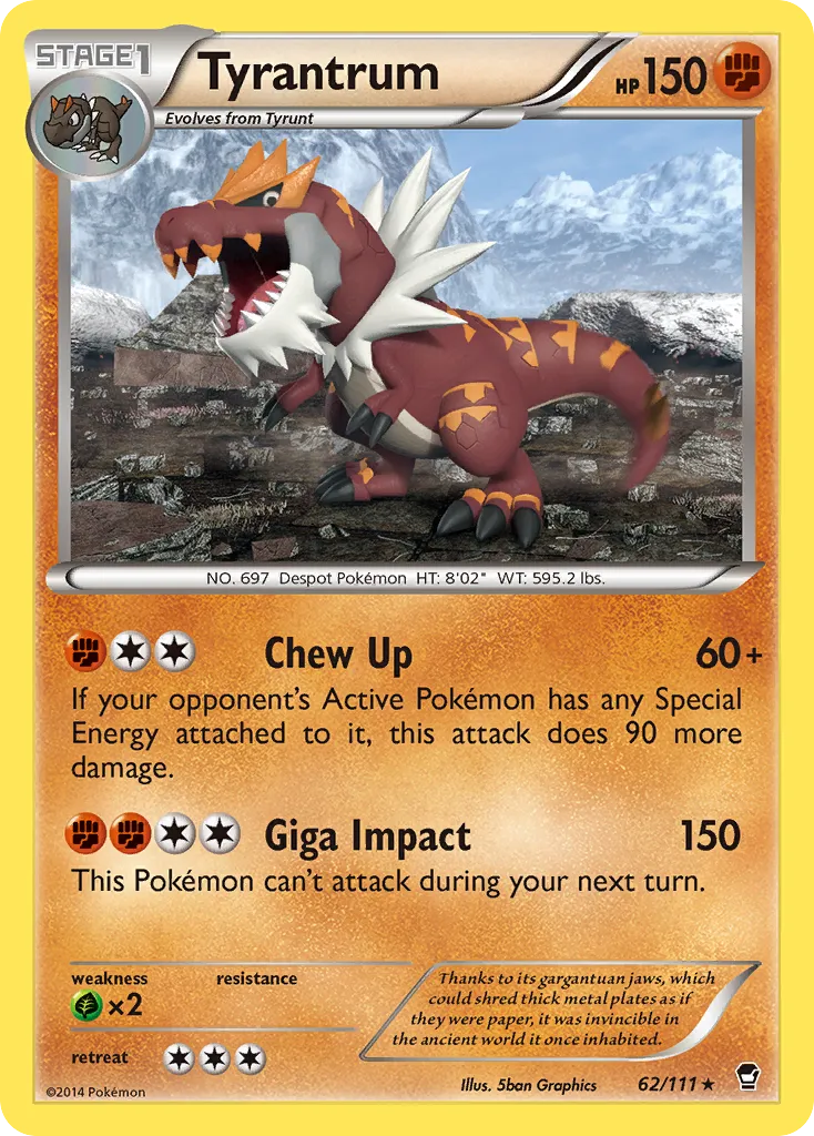 2014 Furious Fists Tyrantrum Rare #062/111 Rare card image