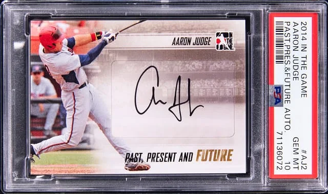 2014 In the Game Aaron Judge Past Present and Future Autograph #PPF-AJ2 card image