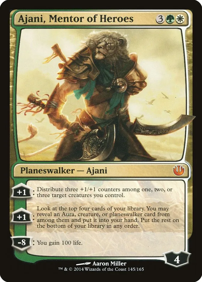 2014 Journey into Nyx Ajani, Mentor of Heroes mythic #145 unlisted card image