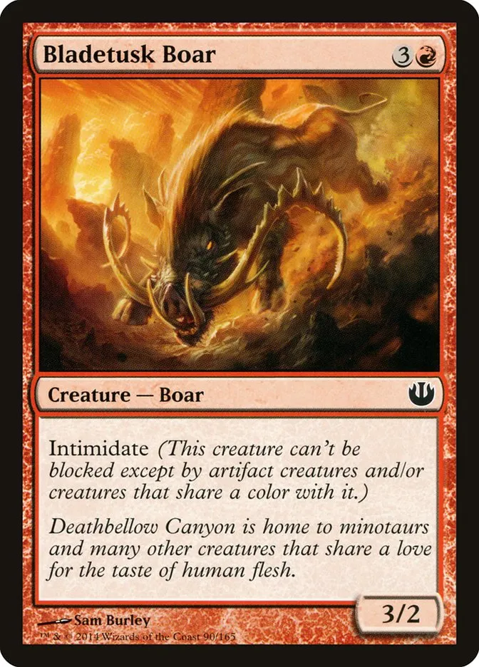 2014 Journey into Nyx Bladetusk Boar common #90 unlisted card image
