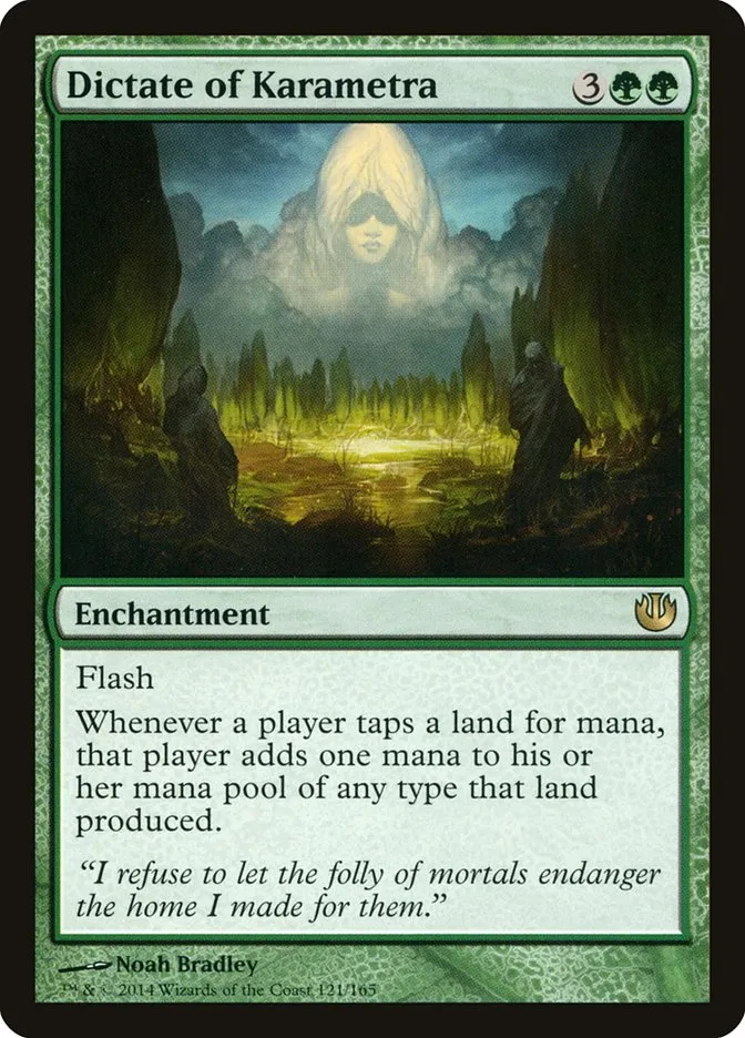 2014 Journey into Nyx Dictate of Karametra rare #121 unlisted card image