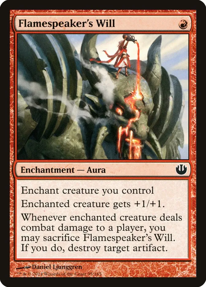 2014 Journey into Nyx Flamespeaker's Will common #95 unlisted card image