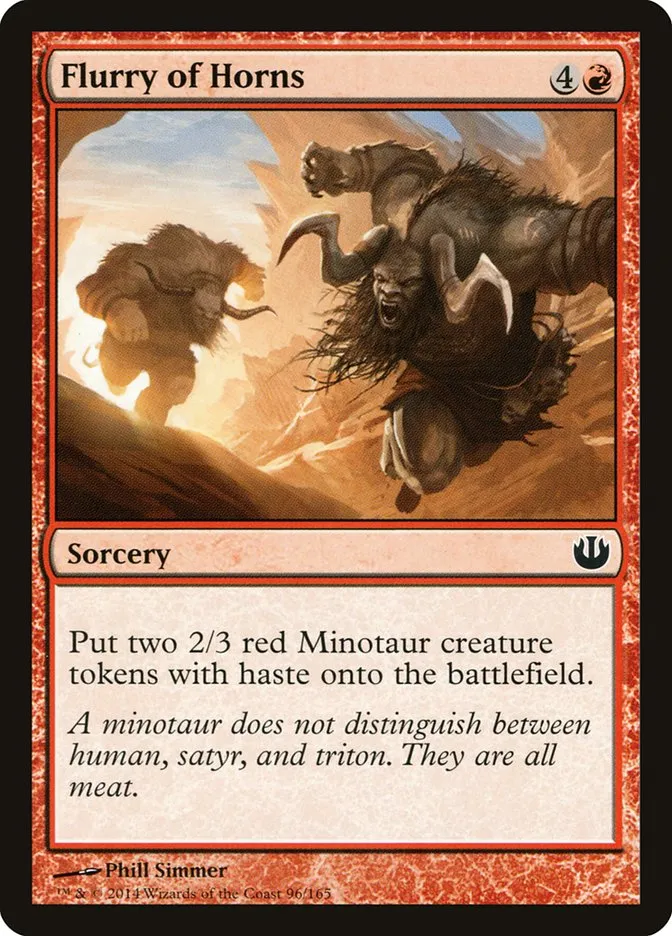 2014 Journey into Nyx Flurry of Horns common #96 unlisted card image