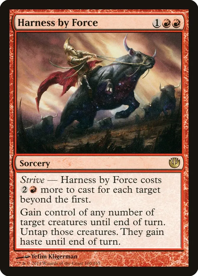 2014 Journey into Nyx Harness by Force rare #100 unlisted card image