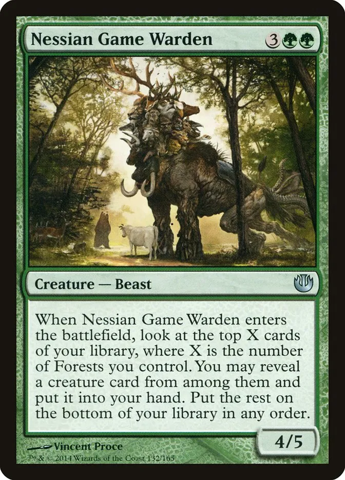 2014 Journey into Nyx Nessian Game Warden uncommon #132 unlisted card image