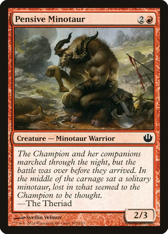 2014 Journey into Nyx Pensive Minotaur common #105 unlisted card image
