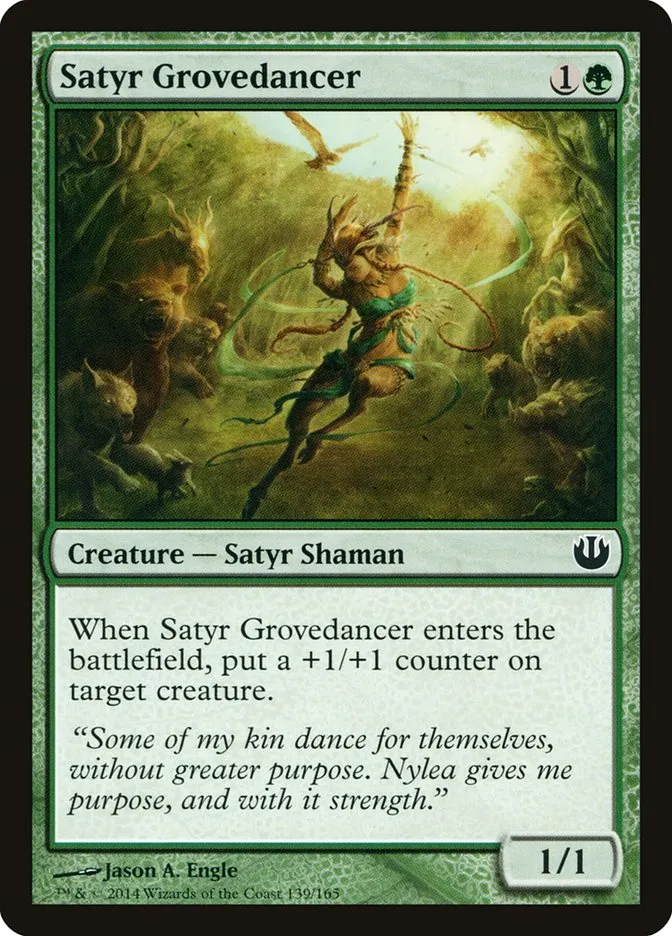 2014 Journey into Nyx Satyr Grovedancer common #139 unlisted card image