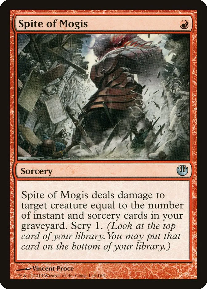2014 Journey into Nyx Spite of Mogis uncommon #113 unlisted card image