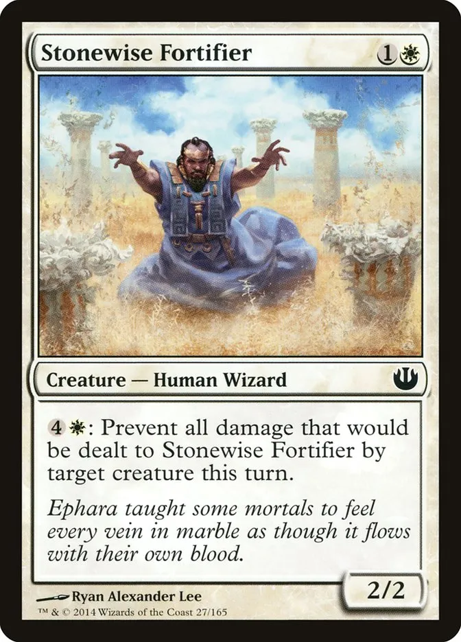 2014 Journey into Nyx Stonewise Fortifier common #27 unlisted card image