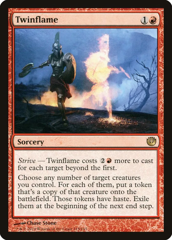 2014 Journey into Nyx Twinflame rare #115 unlisted card image
