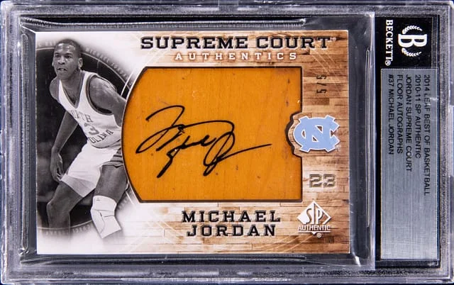 2014 Leaf Michael Jordan Best of Basketball '10-11 SP Authentic Jordan Supreme Court Floor Autographs #MJ-37 card image