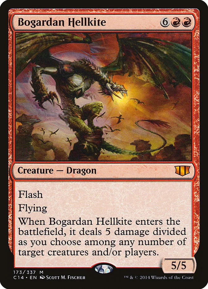 2014 Commander 2014 Bogardan Hellkite mythic #173 mythic card image