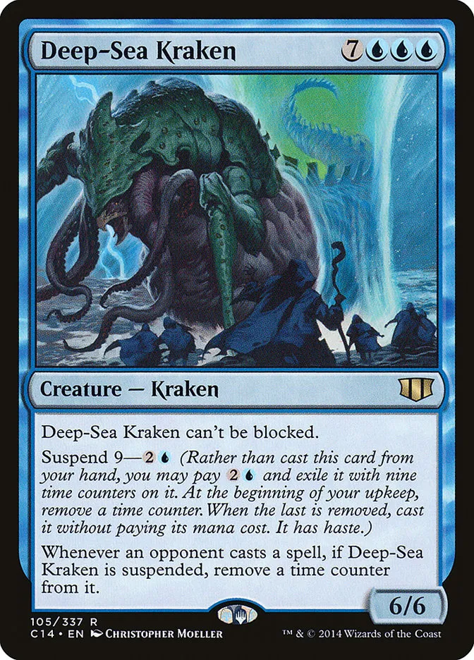 2014 Commander 2014 Deep-Sea Kraken rare #105 rare card image