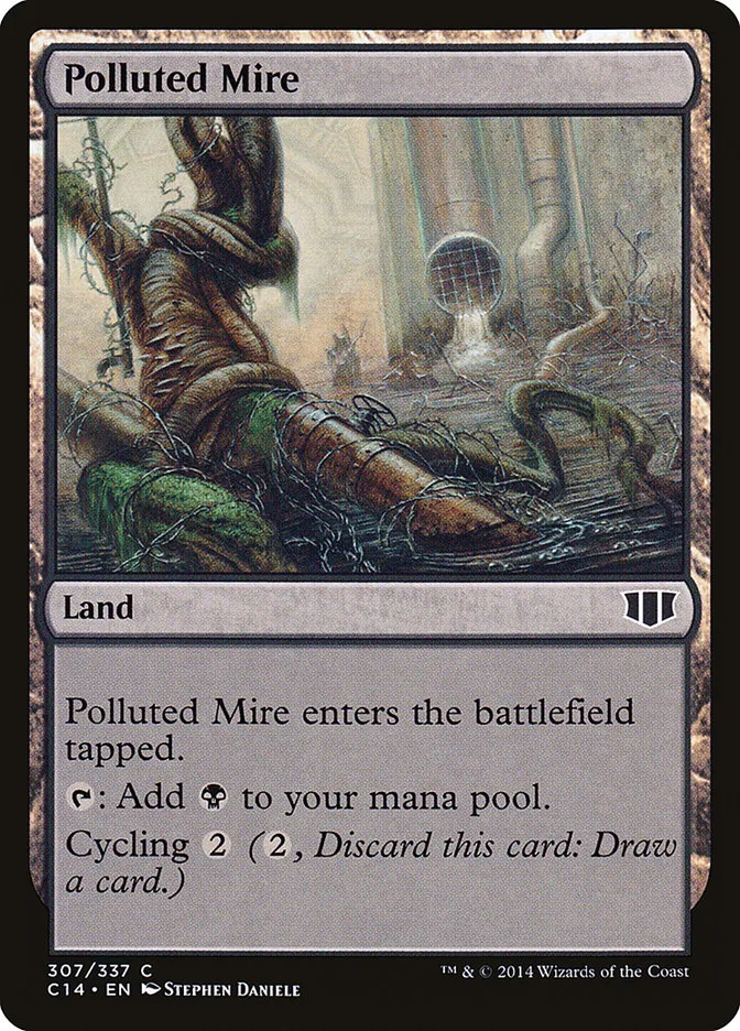 2014 Commander 2014 Polluted Mire common #307 common card image
