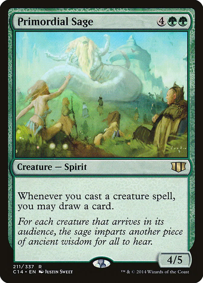 2014 Commander 2014 Primordial Sage #211 rare card image